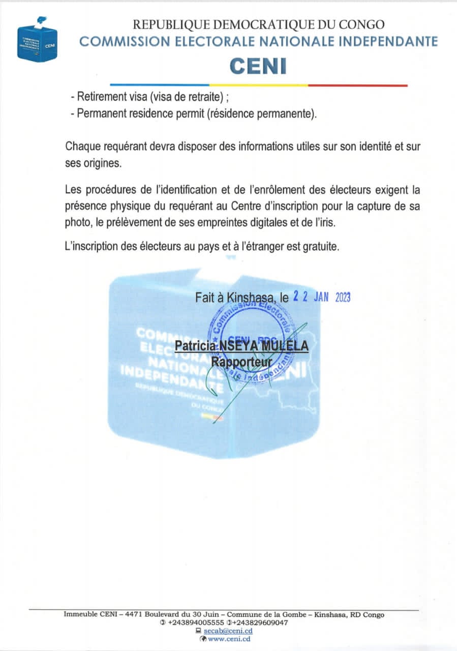 Communiqué de la CENI