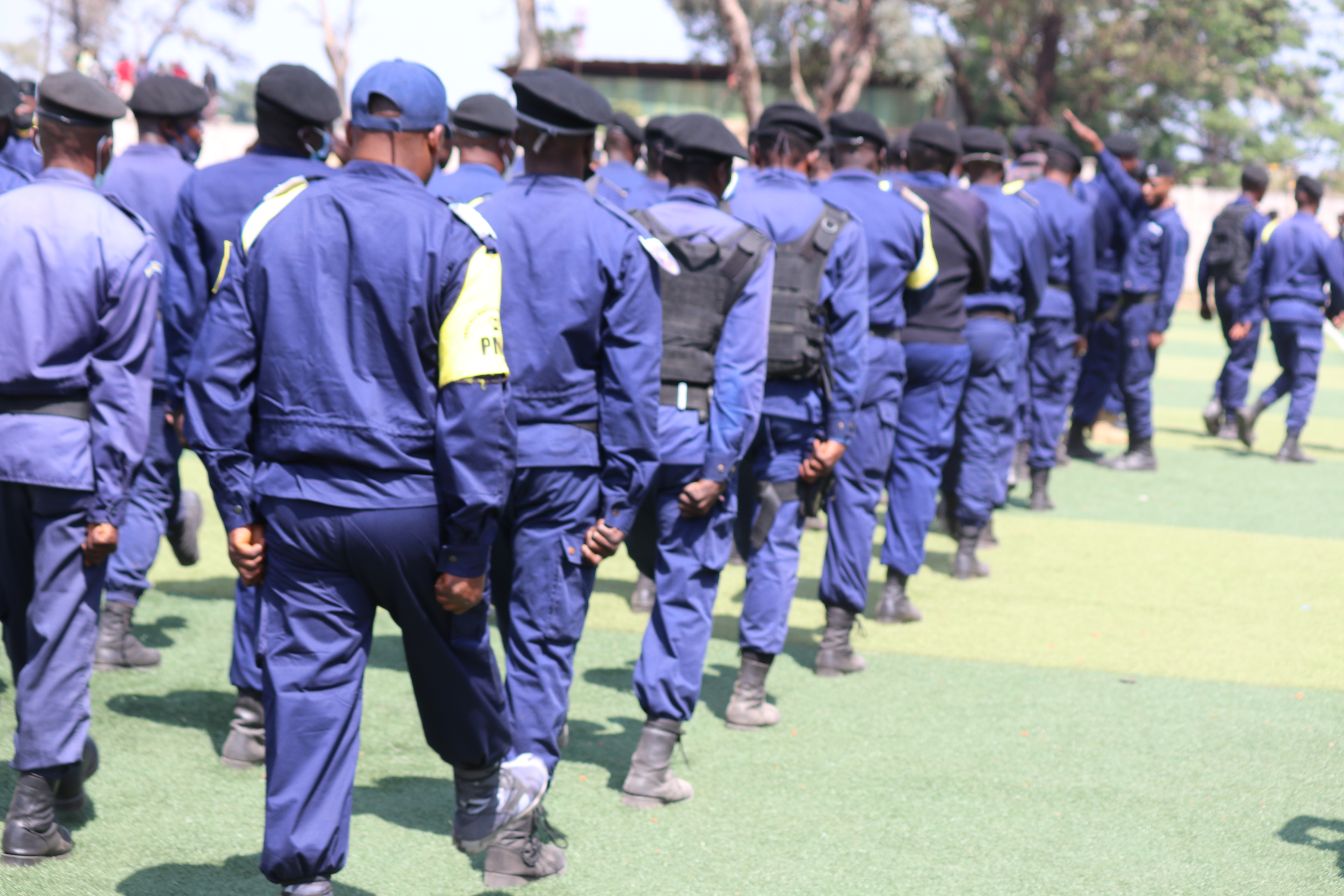 Les éléments de la police en plein défilé, le le lundi 23 mai 2022, à Kolwezi. 