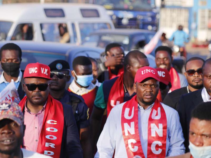 Christian Masudi, secrétaire interfédéral de l'UNC lors de la caravane motorisée à Kolwezi. 