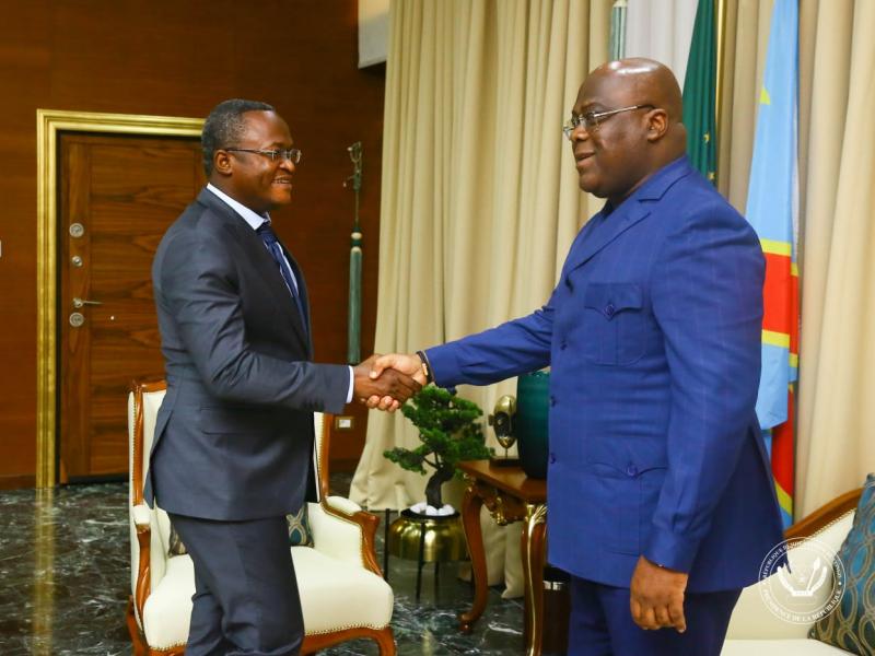 John Kabeya, gouverneur du Kasaï-Central reçu par Félix Tshisekedi, Président de la République.  