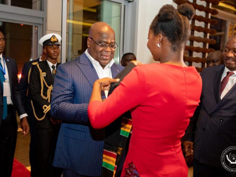 Félix Tshisekedi, lors de son arrivée à Accra, capitale du Ghana.  Ghana.