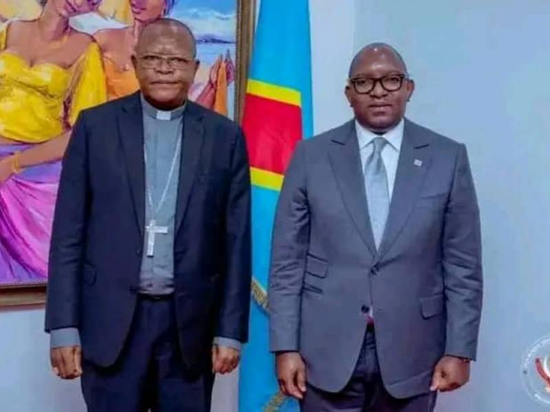 Le cardinal Fridolin Ambongo reçu par par le Premier ministre Congolais, Sama Lukonde. 