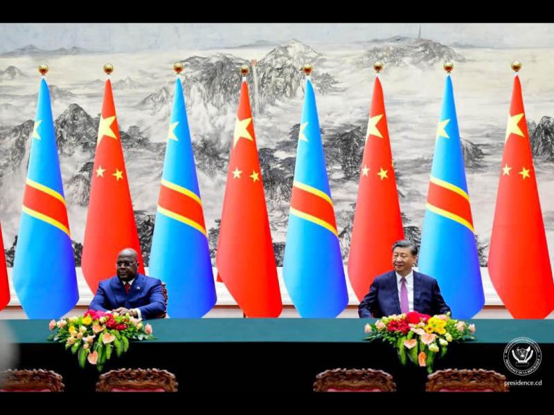 Le Président Congolais Félix Tshisekedi et son homologue chinois Xi Jimping, le vendredi 26 mai 2023. Ph. tiers. 
